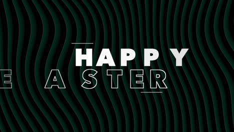 minimalist black and white happy easter pattern with wavy lines