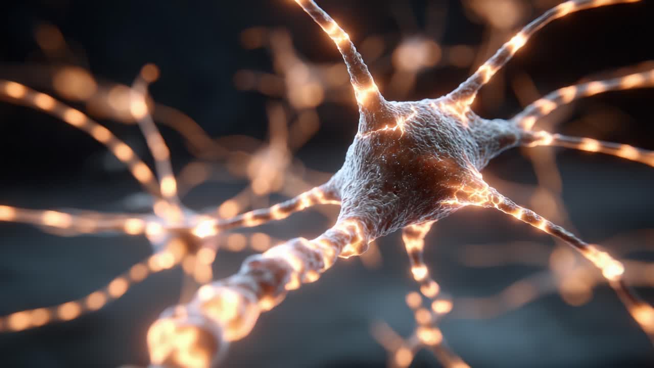 A Stunning Close-Up of a Neural Connection Highlighting the Complex Structure and Dynamic Activity of Neurons in the Brain Environment