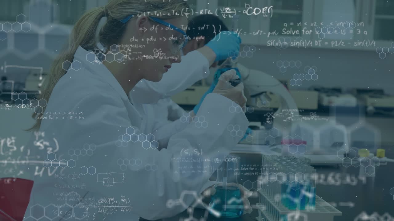 Animation of mathematical equations over diverse male and female scientists