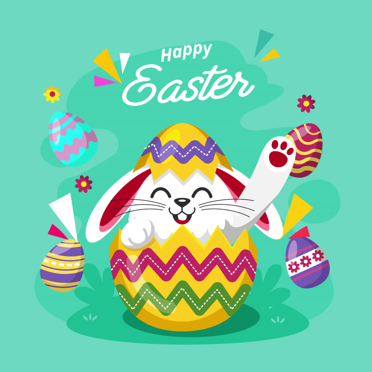 부활절 달에 귀여운 부활절 토끼