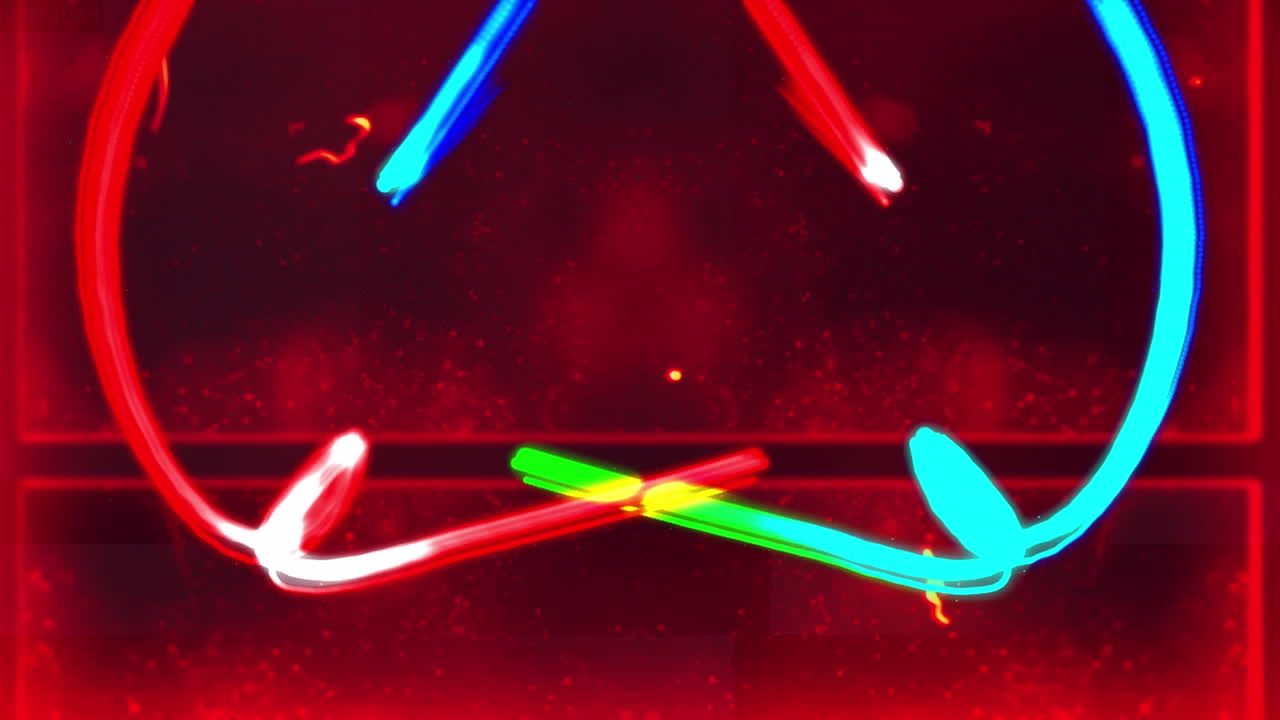 animación de rastros de luz azul, verde y rojo con parpadeo de rojo, arañazos y ruido en negro