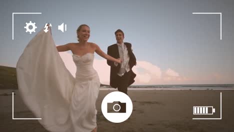 tomar fotos de una novia y un novio en una cámara digital