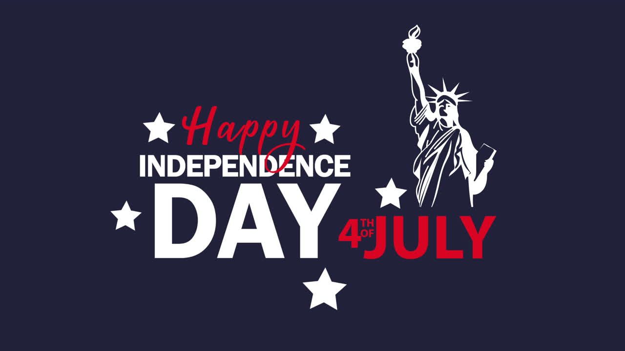 independence day USA lettering with liberty statue