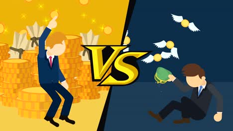 business difference. rich man versus poor man. inequality concept. loop illustration in flat style.