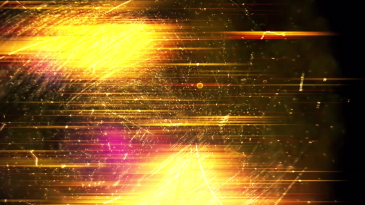 Abstract Golden Light Streaks and Particles on Dark Background