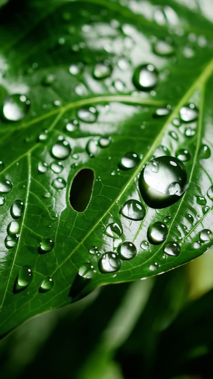 gotas de agua en una hoja