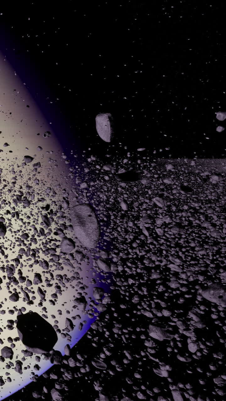 Gli asteroidi danzano nella vasta distesa cosmica di una galassia lontana