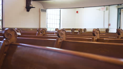 empty pews in a beautiful old church