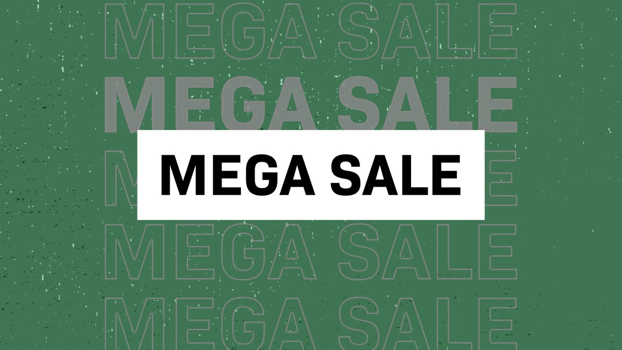 Animated Mega Sale Text Graphic on Green Background