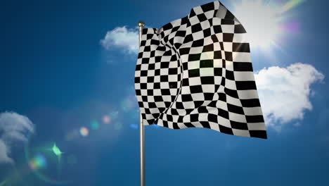 bandera a cuadros contra el cielo azul