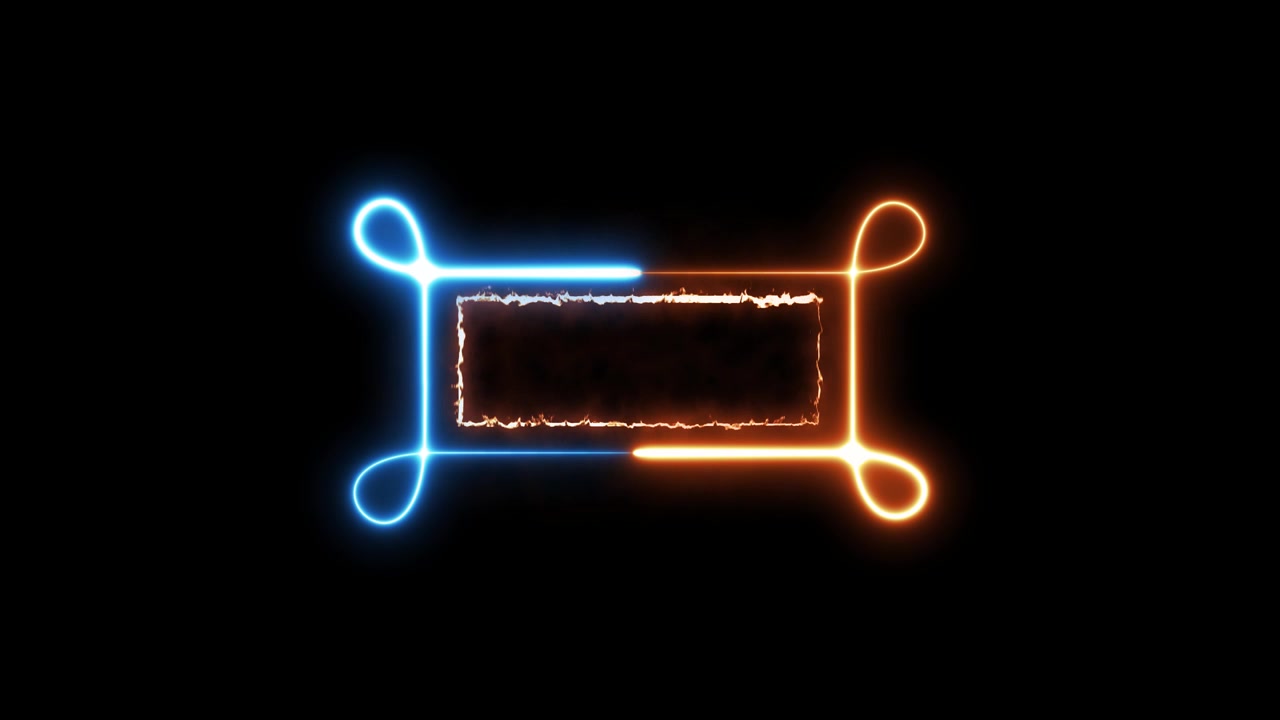 Animated Glowing Blue and Orange Neon Rectangle Frame
