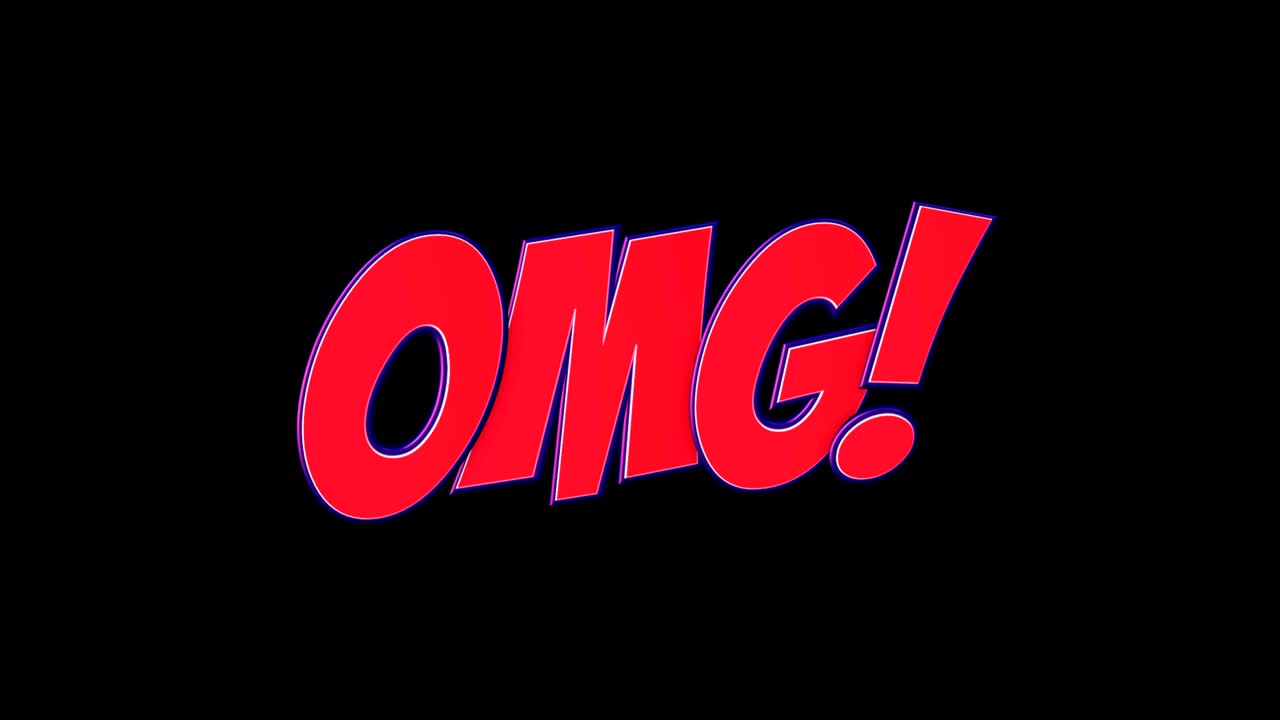 animación de balón de texto y habla de cómic omg, con alfa mate, bucle