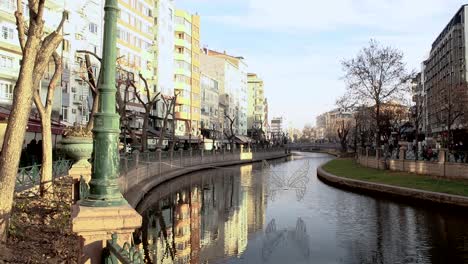 porsuk river under sunset in eskisehir turkey