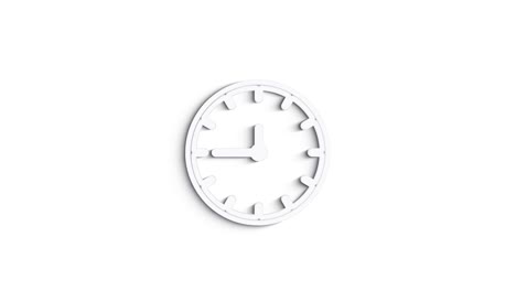 3d icono de línea hora y animación de reloj en fondo blanco. 4k