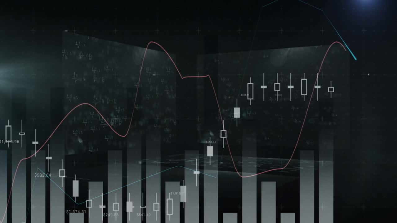 Animation of statistics processing over screens with mathematical ...