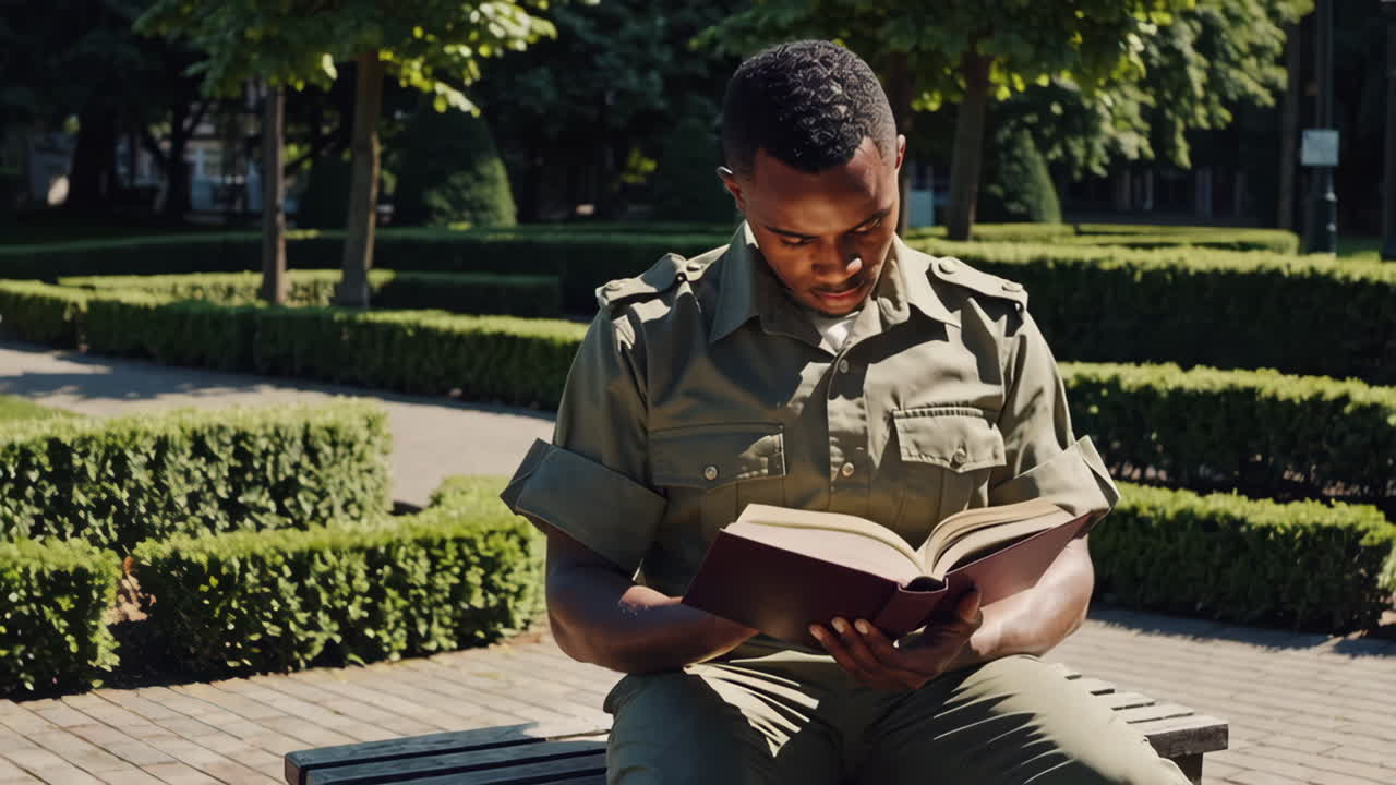 hombre leyendo un libro en un parque