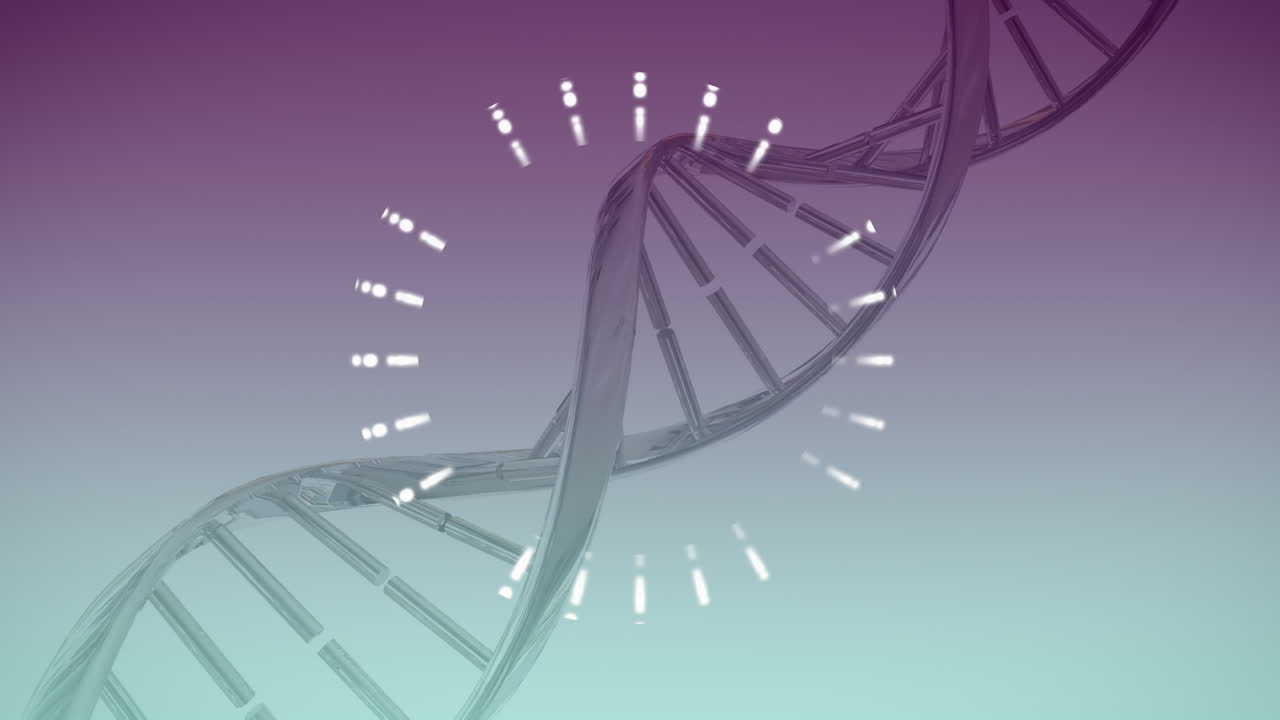 DNA e linee bianche pulsanti in un cerchio