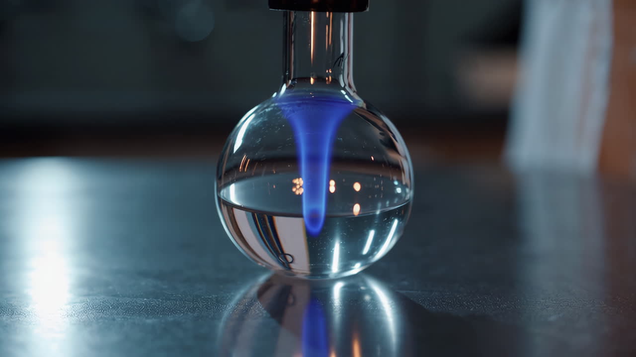 Blue Flame in a Round Bottom Flask