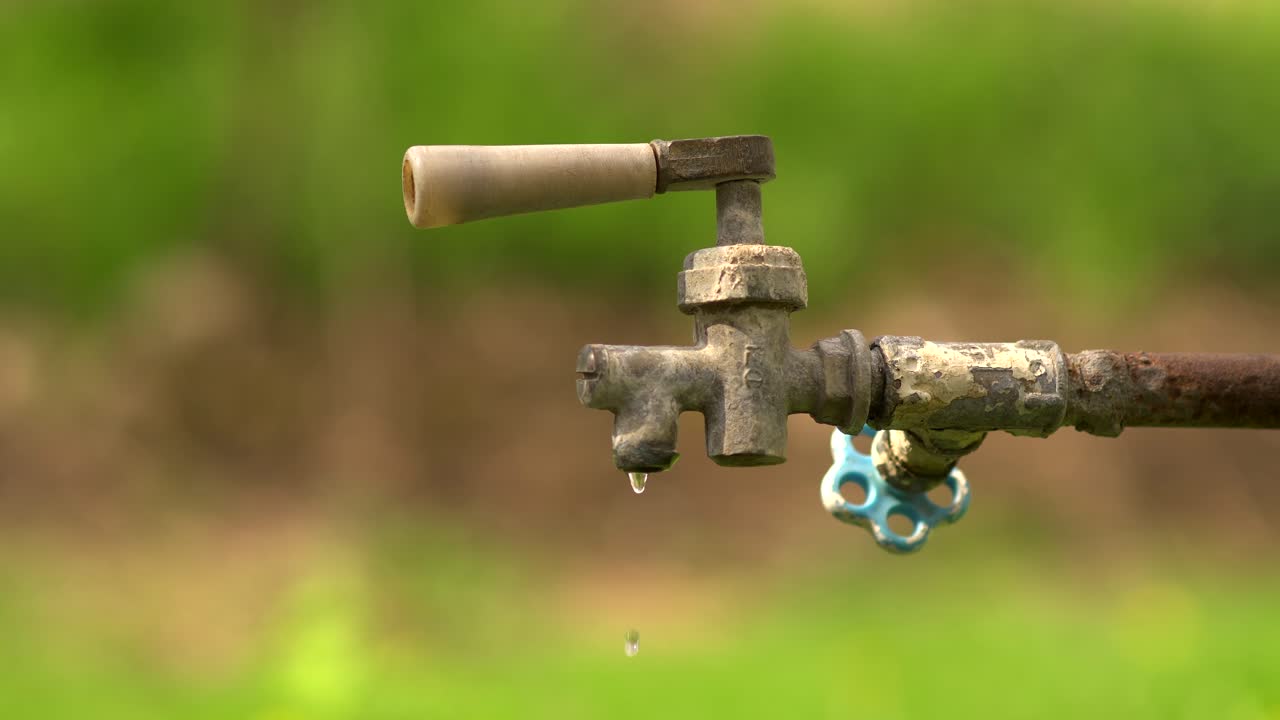 agua goteando del viejo grifo 01