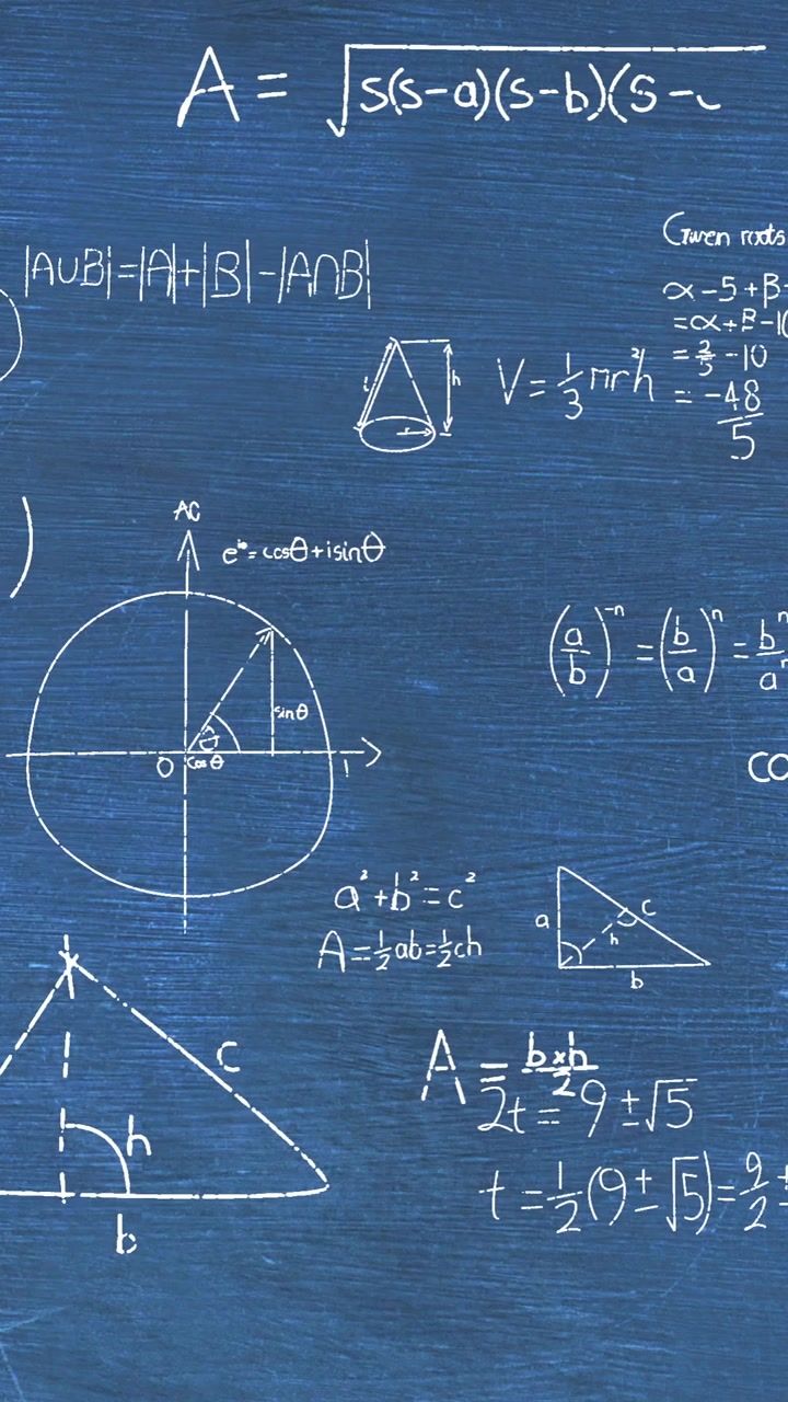 Animazione di elaborazione dati matematici su sfondo blu