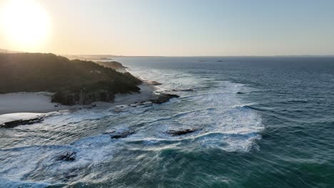 Push-in-shot-of-Stradbroke-Islands-Rocky-Coast-Line