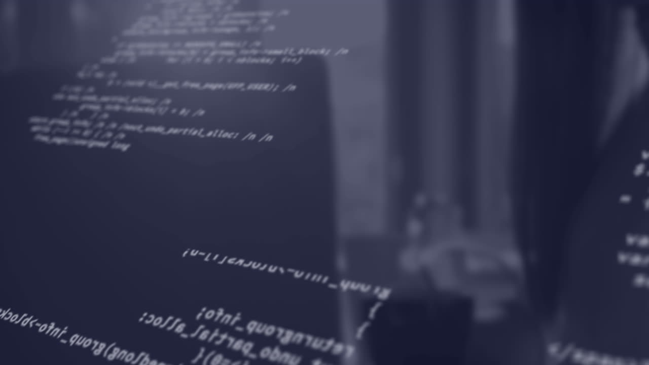 animación del procesamiento de datos y punto de luz contra el escritorio de la oficina