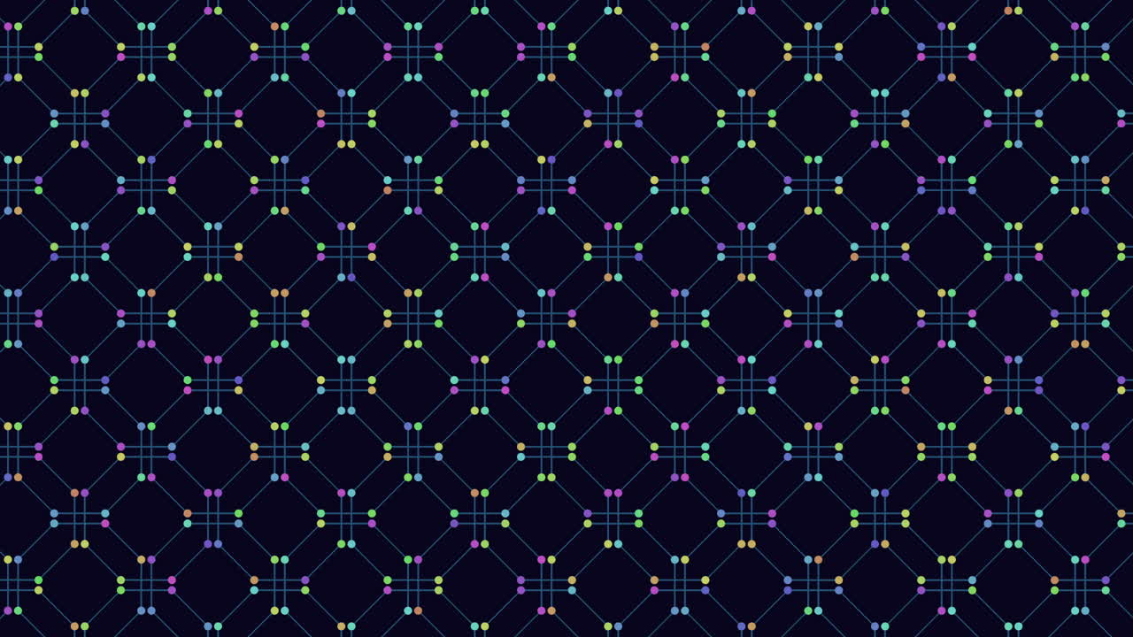 검은 바탕에 대칭적인 기하학적 점 패턴