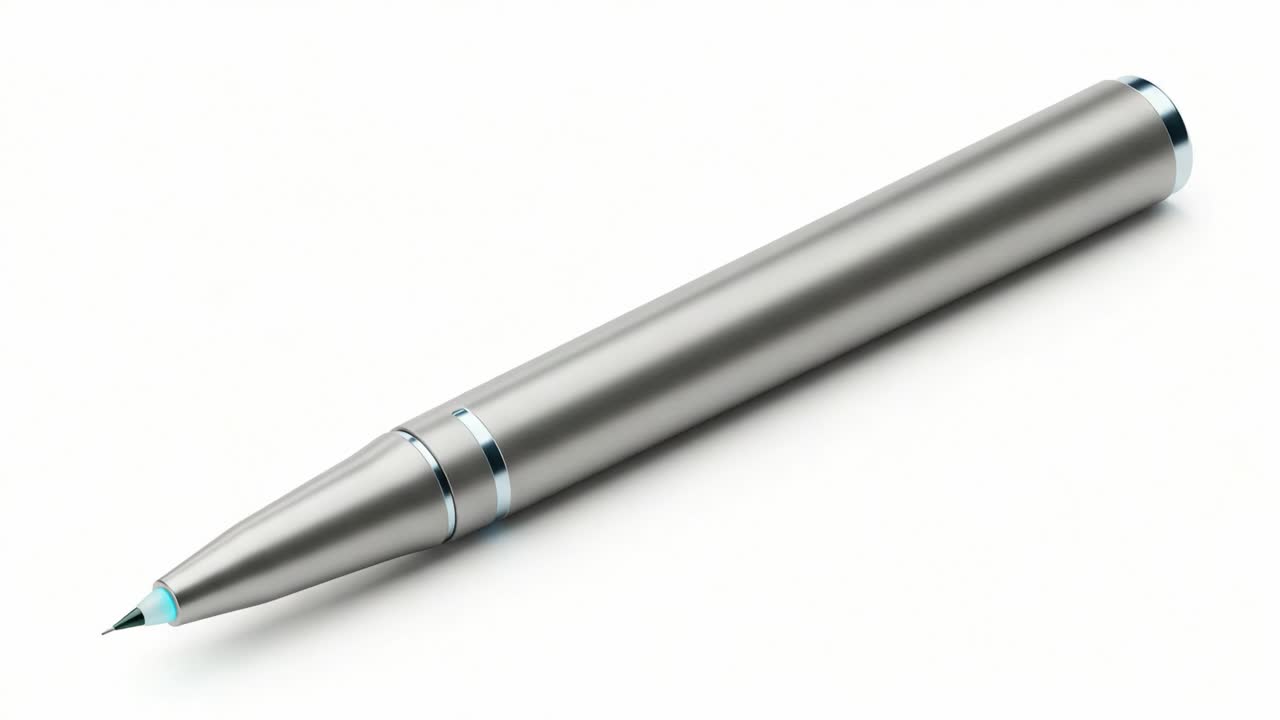 A Sleek Silver Pen with a Fine Tip Perfectly Positioned Against a Clean White Background, Showcasing Modern Design and Precision Craftsmanship for Writing Enthusiasts