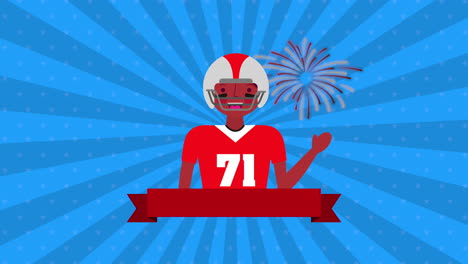 labor day animation with american football player