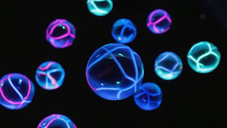 glowing neon bubbles on dark background