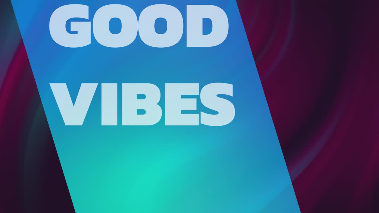 animación de texto de buenas vibraciones sobre un fondo móvil brillante púrpura