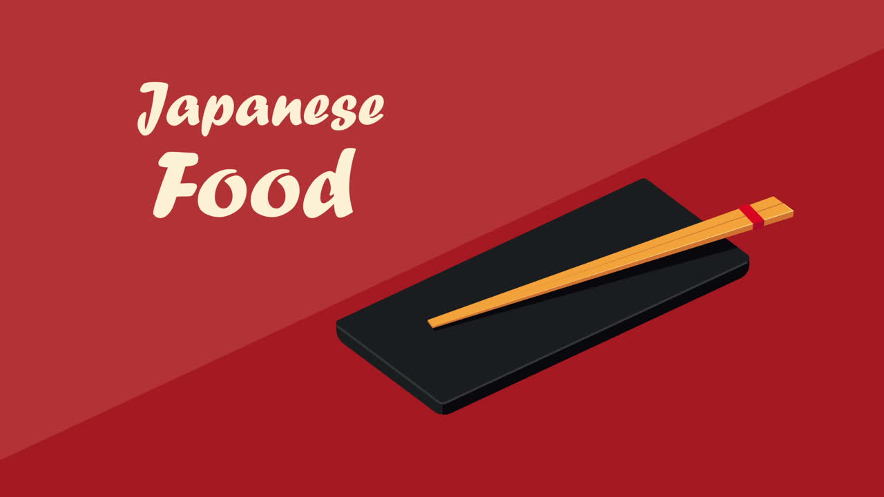 Japanese Food Illustration with Chopsticks