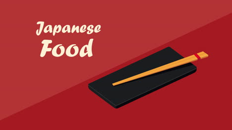 ilustración de comida japonesa con palillos