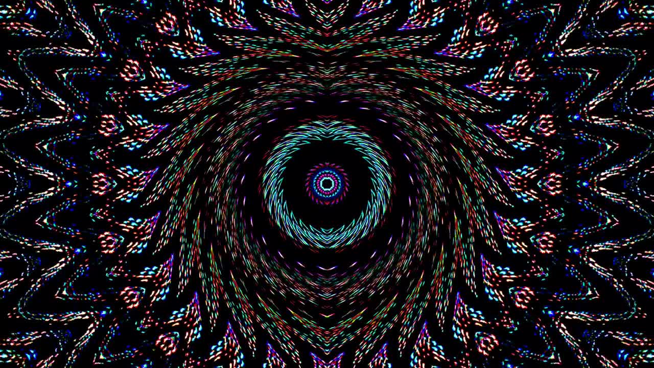 líneas abstractas luz colorida brillante forma redonda en el centro, fondo negro