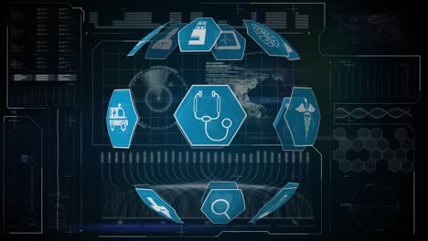 medical icons and futuristic interface