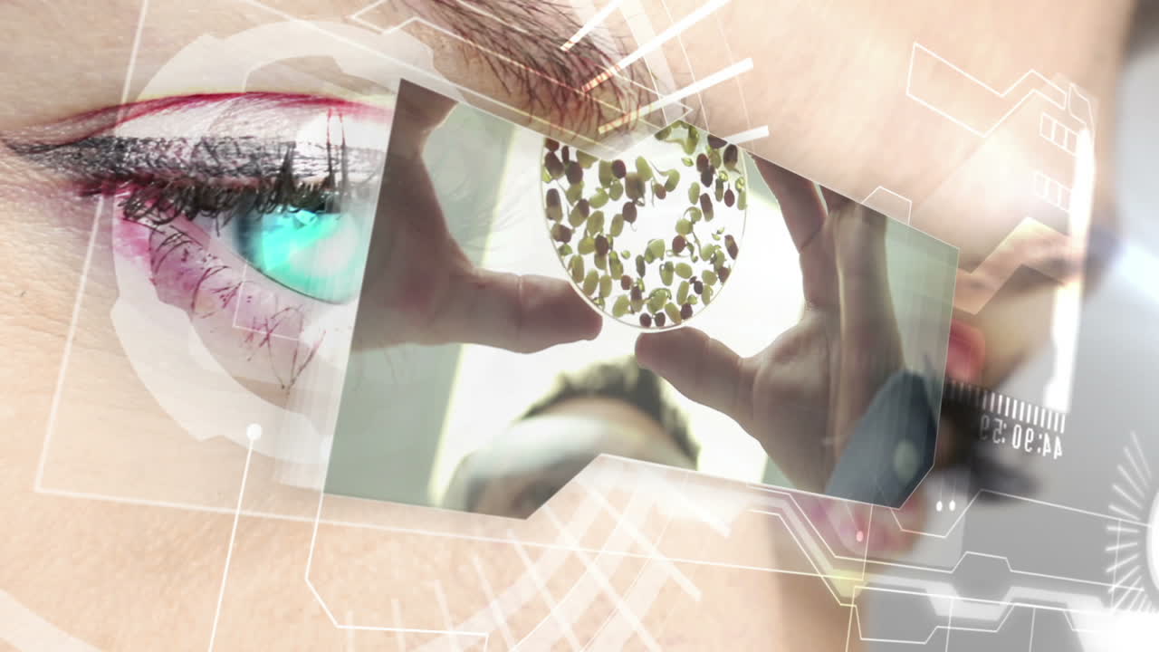 футуристический интерфейс, показывающий науку в лаборатории