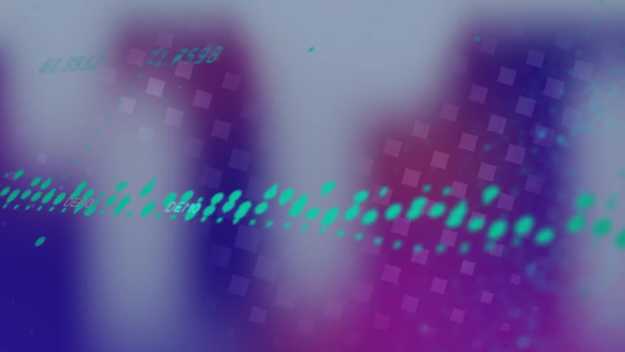 Animazione di grafico su sfondo blu, rosa e grigio