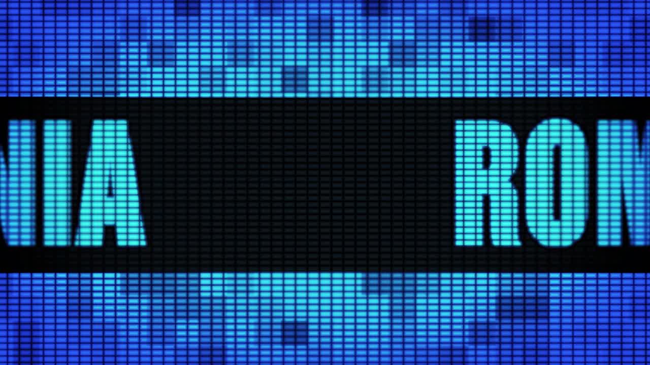 Romania displayed on a LED screen