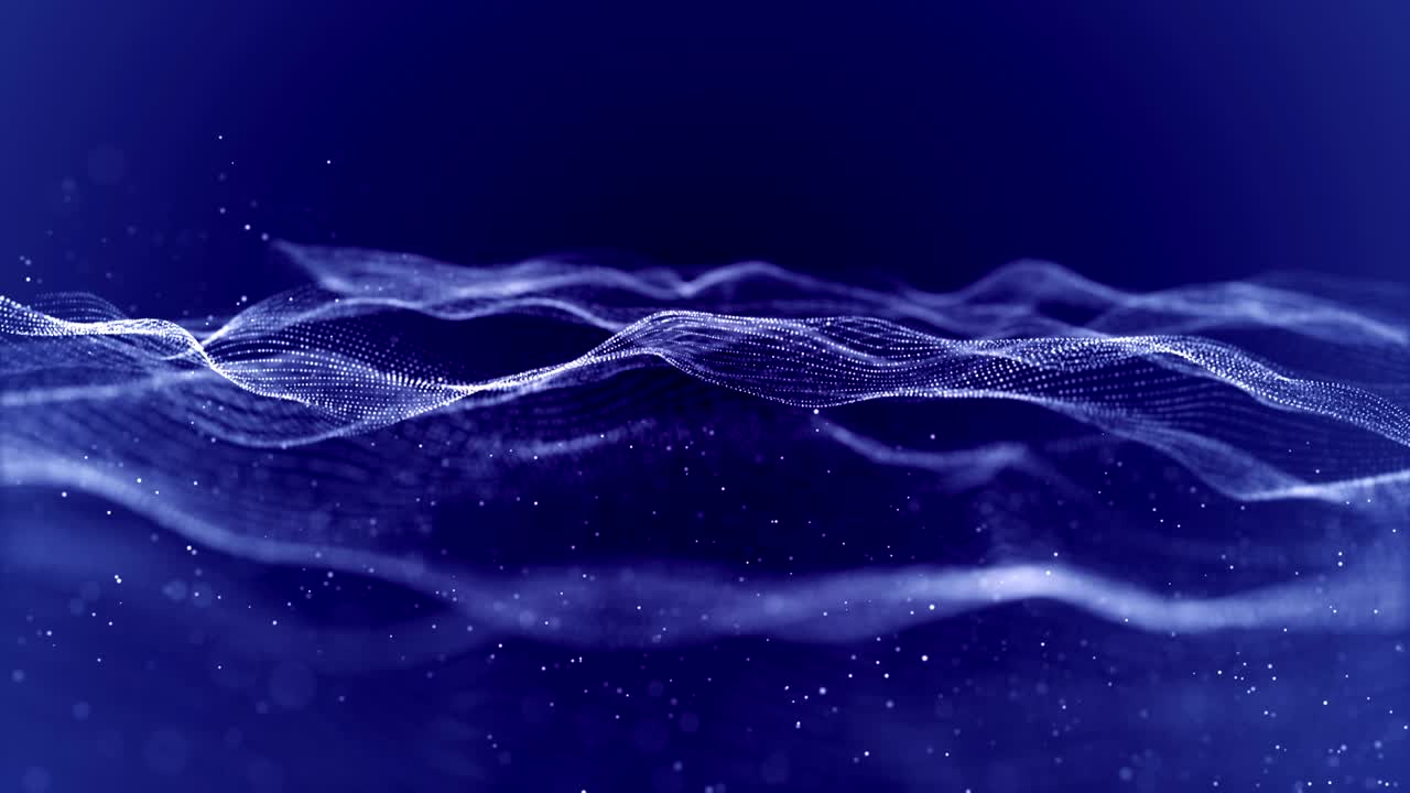 4k Abstract blue background wave particles form. stock video