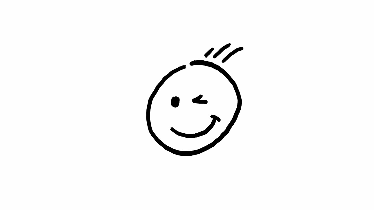 Loop animato di faccina sorridente che ammicca disegnata a mano
