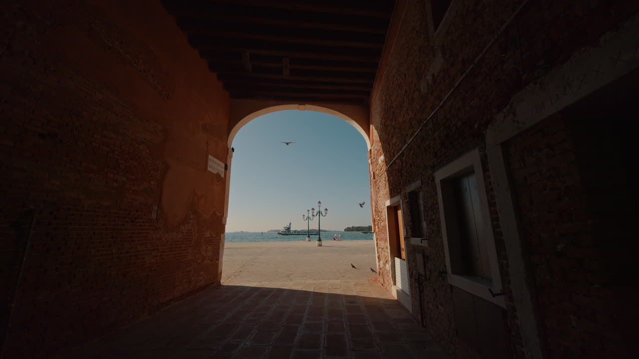 Venetian Alleyway with Boat in Distance