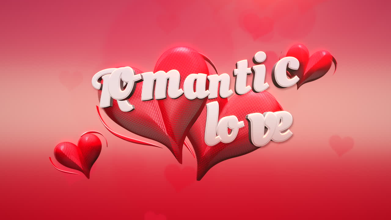 발렌타인 데이 6에 낭만적 인 사랑 텍스트와 모션 낭만적 인 마음