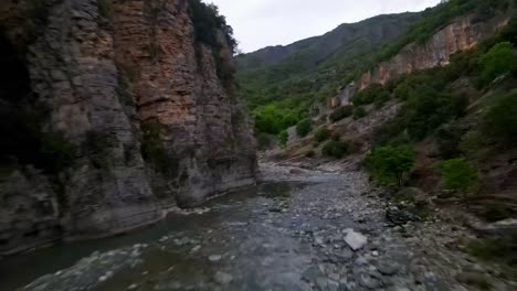 river bed between rocks