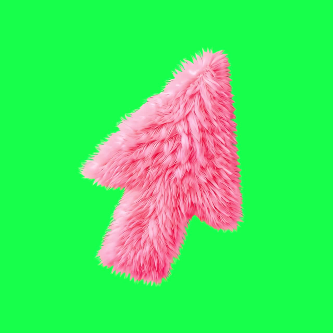 Pink fluffy cursor animation, transparent 4K video, green screen