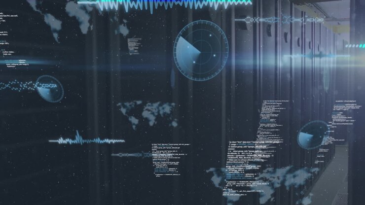 Animation of data processing and statistics over computer servers