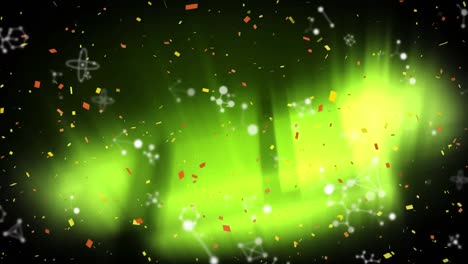 animation of molecules moving over glowing green shape