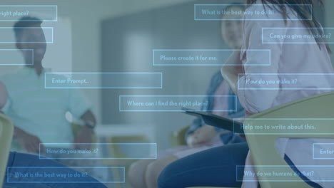 animación del procesamiento de datos ai sobre diversos estudiantes en la escuela