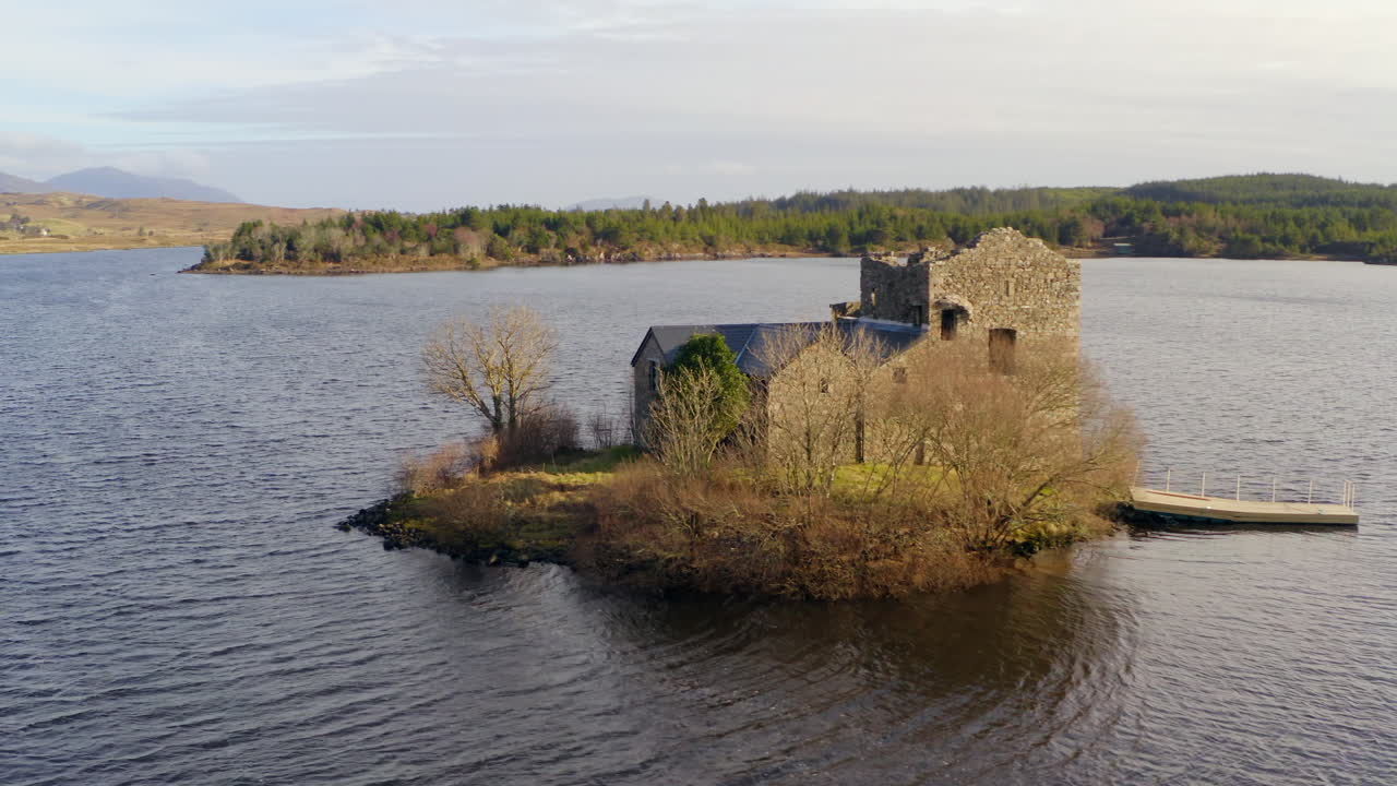 Beautiful Connemara setting. Ballynahinch Castle drone footage