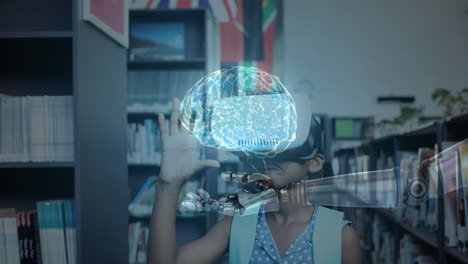 virtual reality and artificial intelligence concepts over child in library