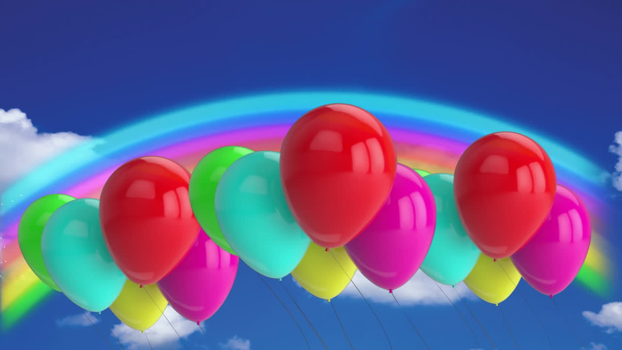 파란 하늘에 풍선